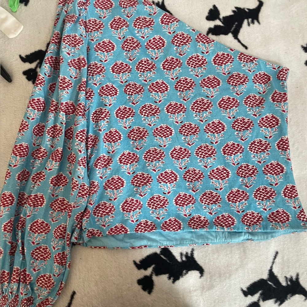 Anthropologie Floral Patterned Shirt in Blue and Red